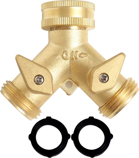 Y-stück-wasserverteiler, 1-teilig, Y-stück 3/4", Wasserverteiler, Außenwasserhahn, 2-wege-wasserverteiler, Messing, Europäische Armaturen, Für Die Meisten Außenwasserhähne, Gold