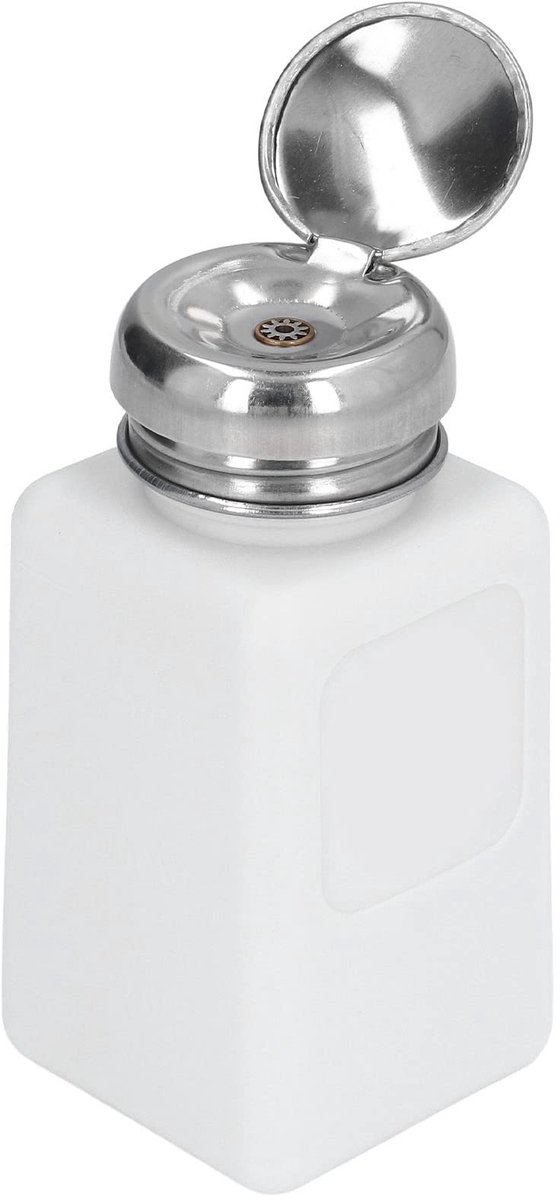 200-ml-druckknopf-alkoholspenderflasche, Methanolbehälter, Antistatischer Lösungsmittelspender, Edelstahlkopf, Aceton & Isopropanol (weiß)