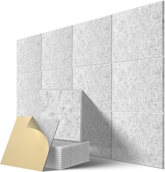 12er-pack Selbstklebende Akustikwandpaneele, 30 X 30 Cm, Schalldämmende Polyesterpaneele Zur Geräuschreduzierung Für Büro Und Studio