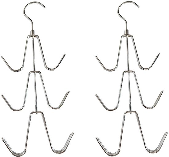 2-teiliges Aufbewahrungsregal Mit Geldbörsenhaken, Nahtloses, Platzsparendes Hängesystem Mit Sechs Haken Für Kleiderschränke – Silber