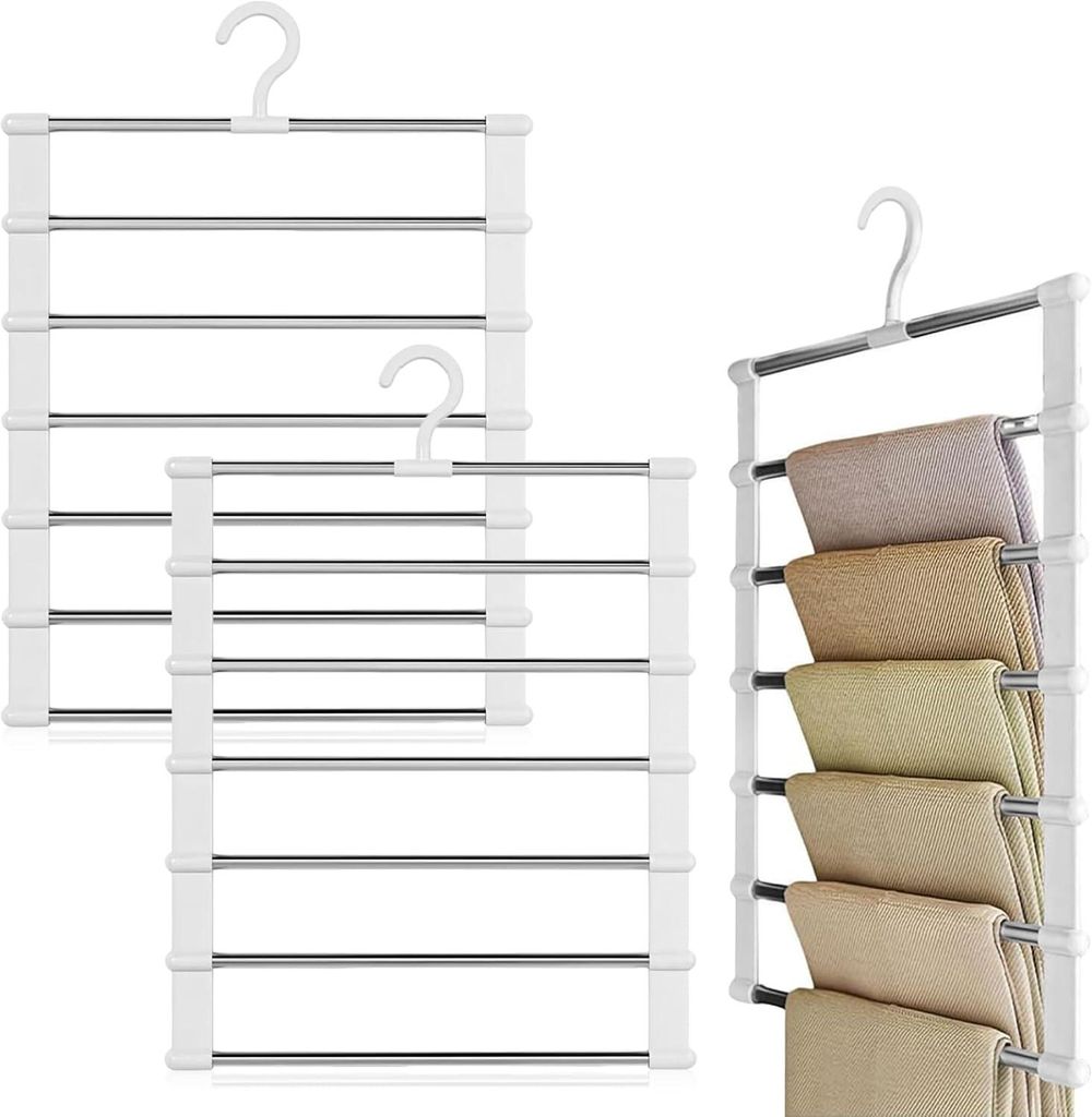 Dreiteiliger Hosenständer, Platzsparend, Faltbar, Mit Mehreren Haken, Kleiderschrank-organizer Für Hosen, Handtücher, Schals Und Jeans