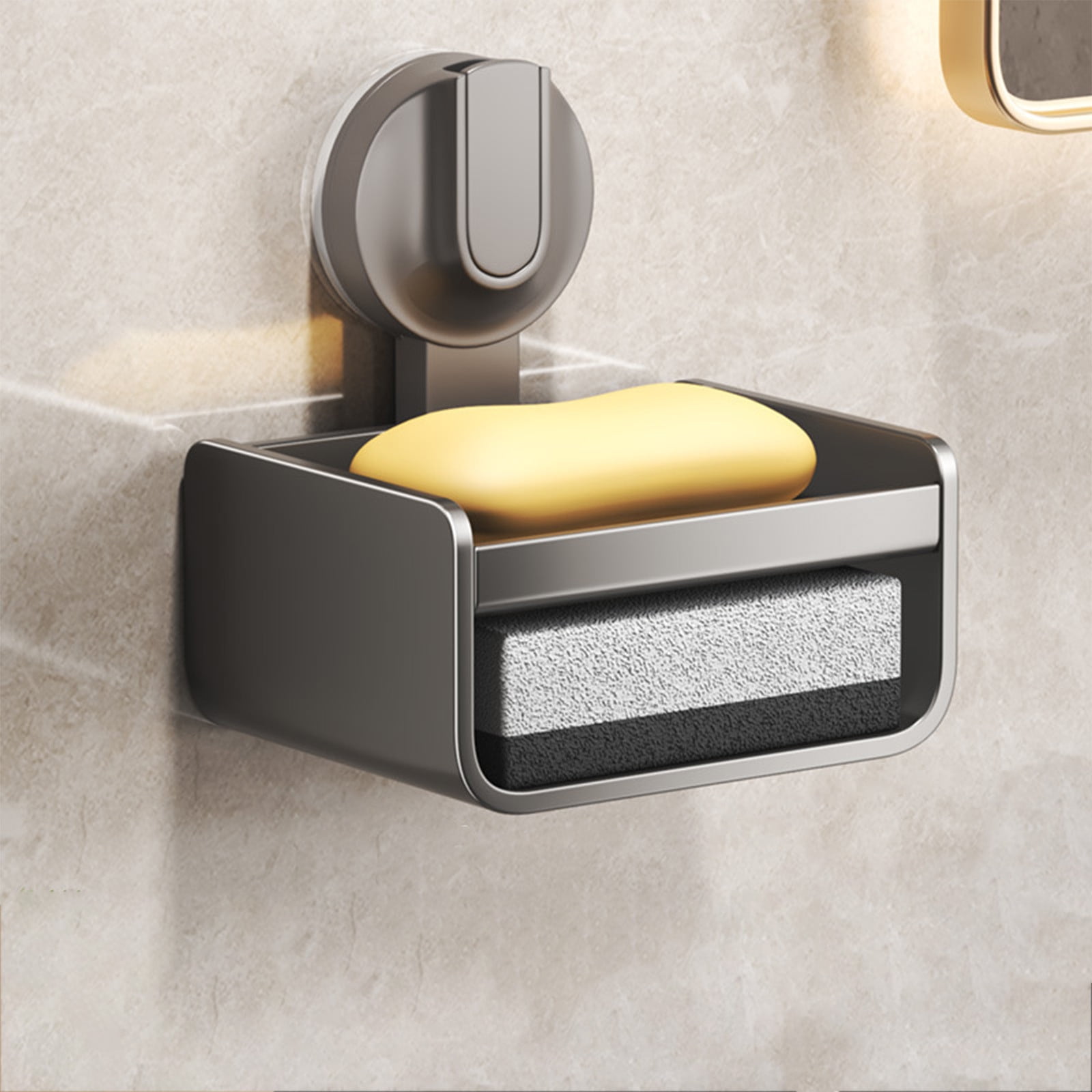 Seifenschale Mit Saugnapf, Wandmontierte Seifenschale Mit Abflusslöchern, Duschablage, Elegante Weiße Oder Graue Seifenschale Aus Kunststoff, 1 Stück.