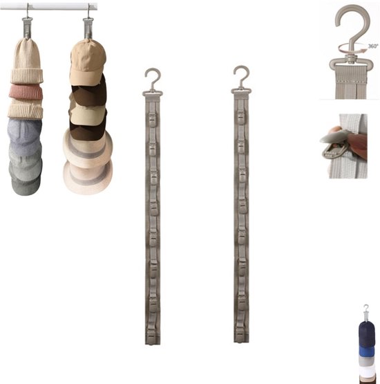 2-teiliges Set, Huthaken, Kleiderhaken Mit Clips, Hängegarderobe, Platzsparende Aufbewahrungslösung, Stehende Hutablage, 360° Drehbare Haken