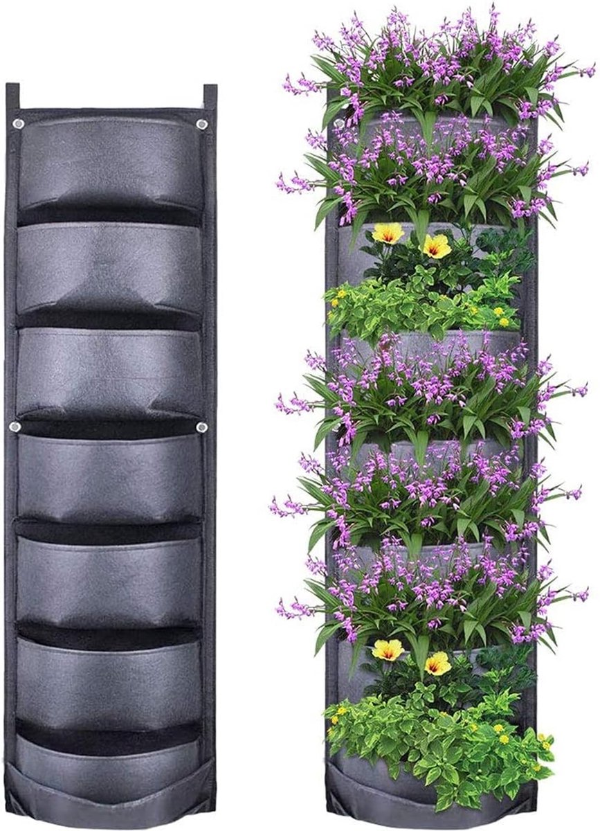 Vertikale Wandblumenkästen – 7 Fächer – Schwarz – Ideal Für Wohnungen Und Gärten