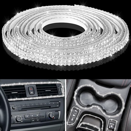 Autoaufkleber, Dekorative Autoaufkleber, 5 M, Autodekoration, Glitzer-diamantaufkleber, Autoinnenraum, Autoaußenbereich, Diy-streifenaufkleber, Selbstklebend, Weiß