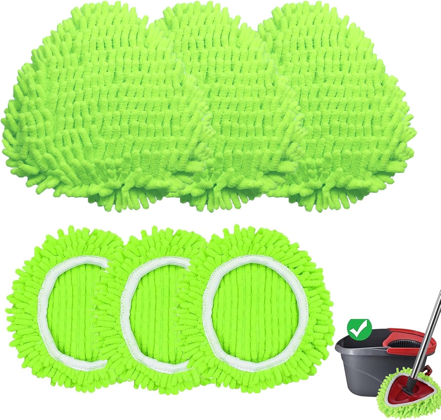 6er-pack Wiederverwendbare Mikrofaser-wischmoppbezüge, Kompatibel Mit Dem O-cedar Easywring Dreieck-wischmopp, Elastischer Ersatz-wischmoppkopf Für Gründliche Reinigung