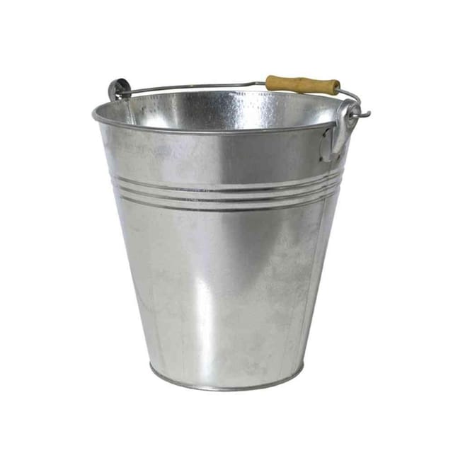 Eimer mit Holzgriff 10 l, verzinkt Stahlblech silber