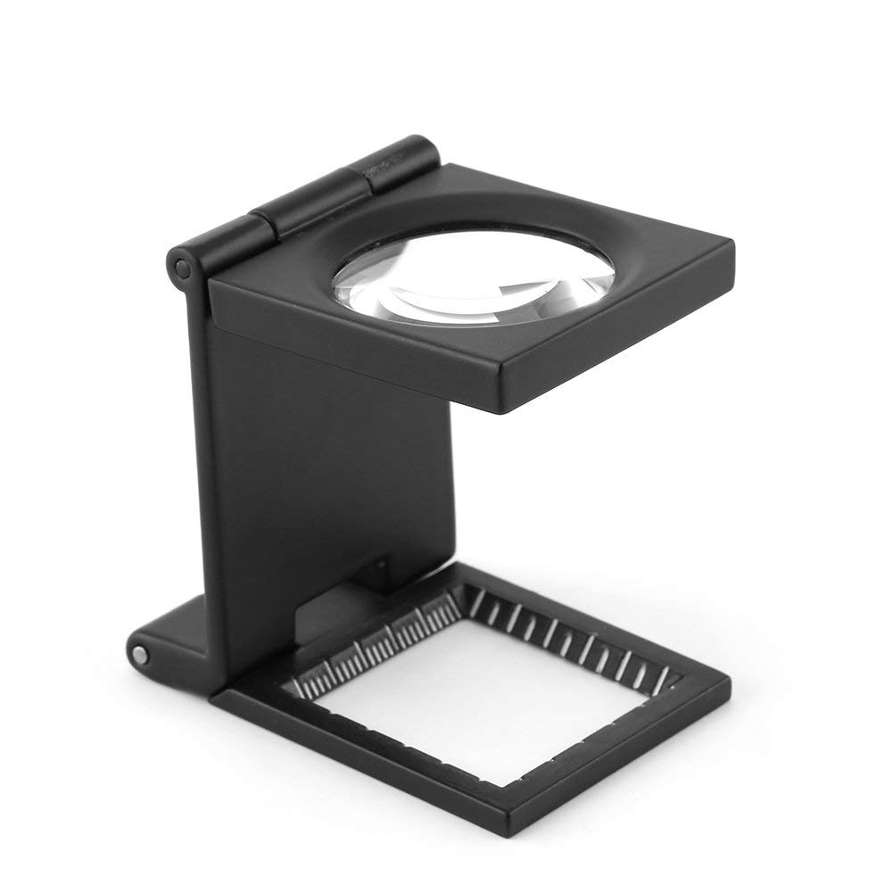 Faltlupe, 10-fache Vergrößerung, Mini-dreifachfalt-handlupe Mit Skala, Tragbar, Aus Zinklegierung, Für Glas, Textilien Und Optik