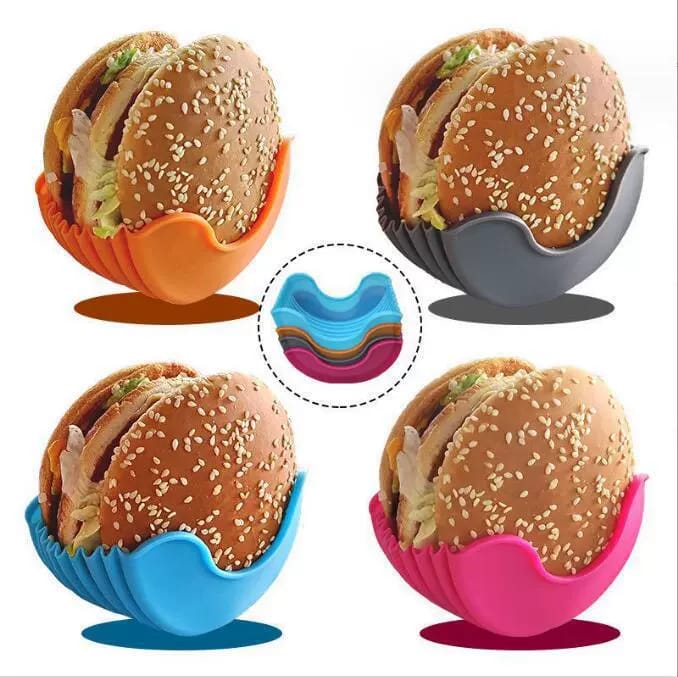 4 Hamburger-clips Aus Silikon, Kontaktlos Und Stoßfest, Hamburgerhalter