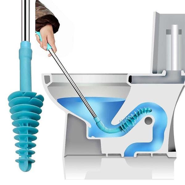 Haushalts-kolben-toilettenpömpel, Verstopfungsentferner, Manuelles Toilettenreinigungswerkzeug, 43 X 7 Cm