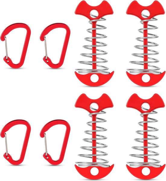 4 Stück (orange) Fischgräten-ankerheringe, Farbige Aluminium-ankerheringe, Mit Karabinerhaken, Zeltseilspanner, Mit Federschnalle, Fischgräten-zelt