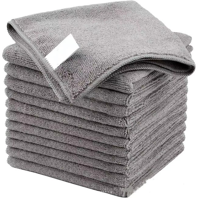 12er-pack Reinigungstücher, Mehrzweck-mikrofasertücher, 30 X 30 Cm, Grau