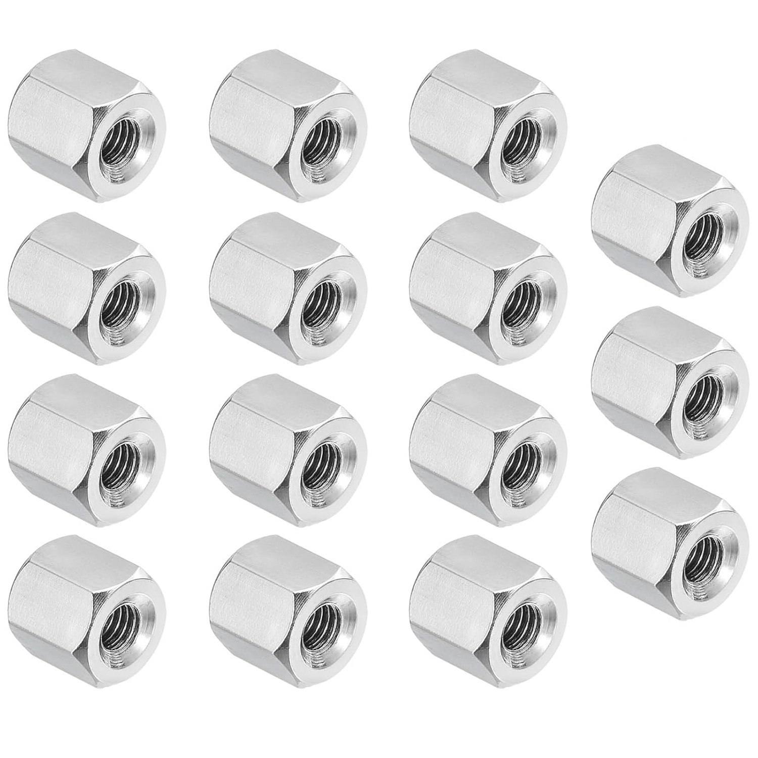 Sechskant-kupplungsmuttern Aus Edelstahl 304, Gewinde M3x0,5, 15 Stück, 6 Mm/0,24 Zoll Lange, Dicke Gewindestangen-kupplungsmuttern, Bolzenverbinder