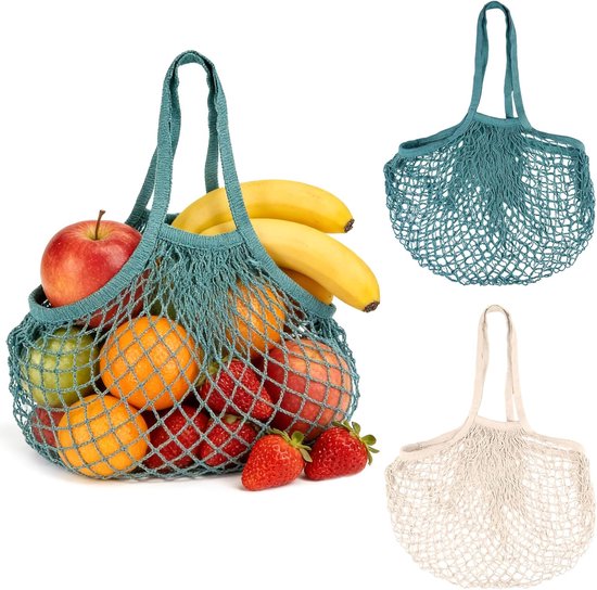 2er-pack Faltbare Netzbeutel Für Obst Und Gemüse, 56 Cm Lang, Baumwolle