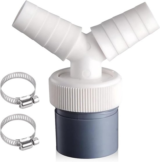 Y-adapter Für Doppelablauf – Waschmaschine & Schlauch, Doppelablauftrichter, Ø40 Mm Auslass, Ø18–24 Mm Einlass, 2 Klemmen