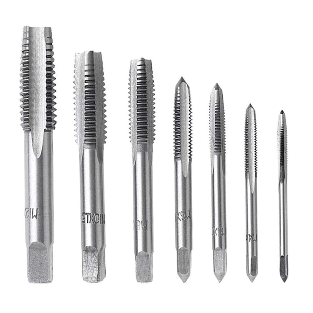 7-teiliges Set M3 M4 M5 M6 M8 M10 M12 Gewindebohrer, Metrische Spiralbohrer