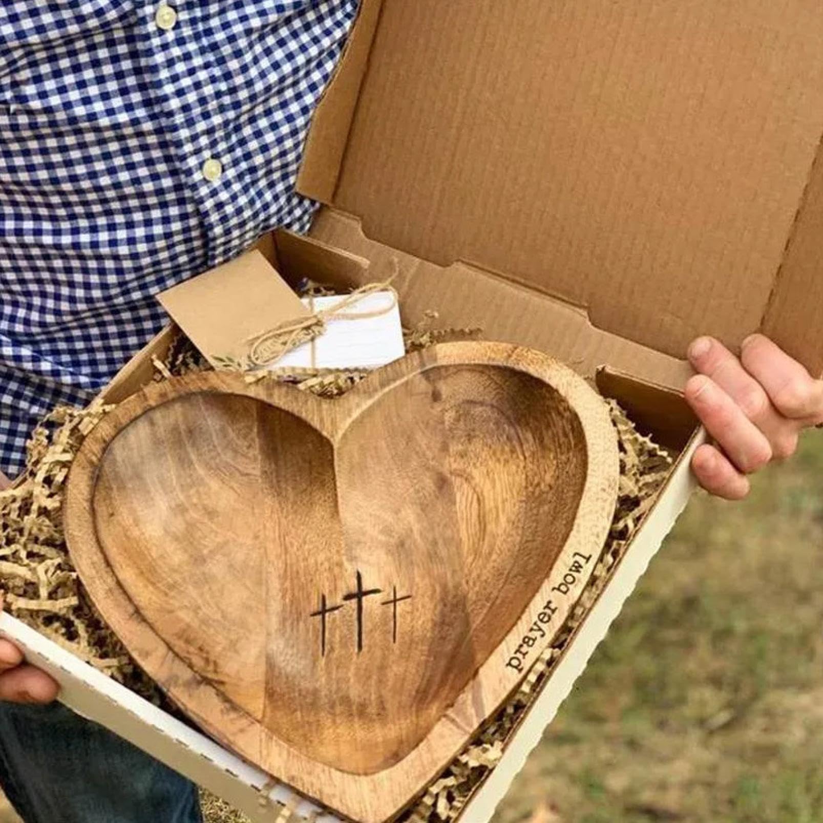 Herzförmige Gebetsschale, Herzförmige Schale, Christliche Herzförmige Brotschale Aus Holz, Dekorative Holzschale Für Teig, Dekorative Schale Für Zuhause