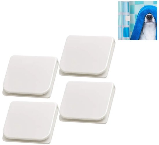 4er-packung Weiße, Selbstklebende Duschvorhangclips/duschabweiserhalterungen (4,5 X 5 Cm)
