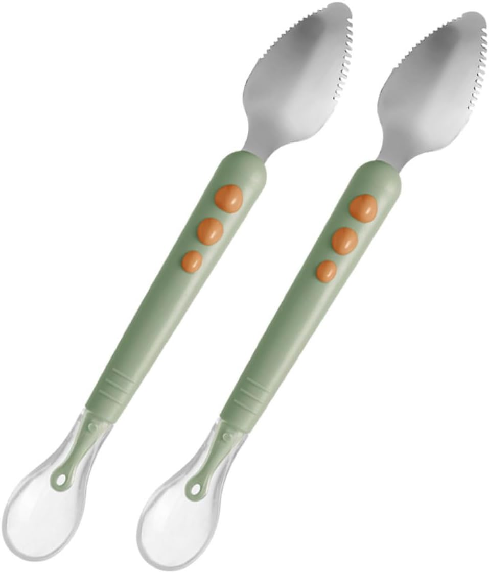 2er-pack Doppelseitige Silikon-quetschlöffel Mit Ergonomischen Griffen – Für Jungen Und Mädchen – Aus Pp-material