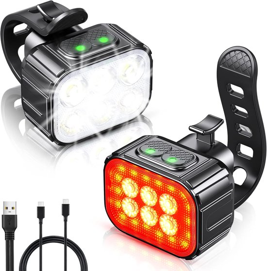Fahrradlicht, Frontlicht Usb-aufladbar, Ip65 Wasserdicht, 8+12 Modi, Vorder-/rücklicht