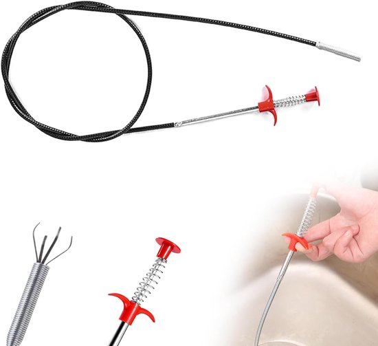 Abflussspirale, Federbelastete Abflussreinigungsstange 60 Cm Für Toiletten, Badezimmer, Duschen, Waschbecken, Wäschetrocknerabluft – Silber