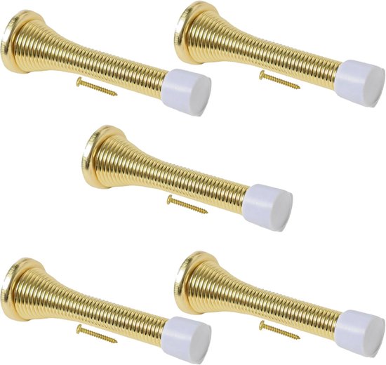 Ein Set Aus 5 Türstoppern Mit Feder, Inklusive Wandhalterungen, Fußleisten Oder Türhalterungen Und Schrauben.