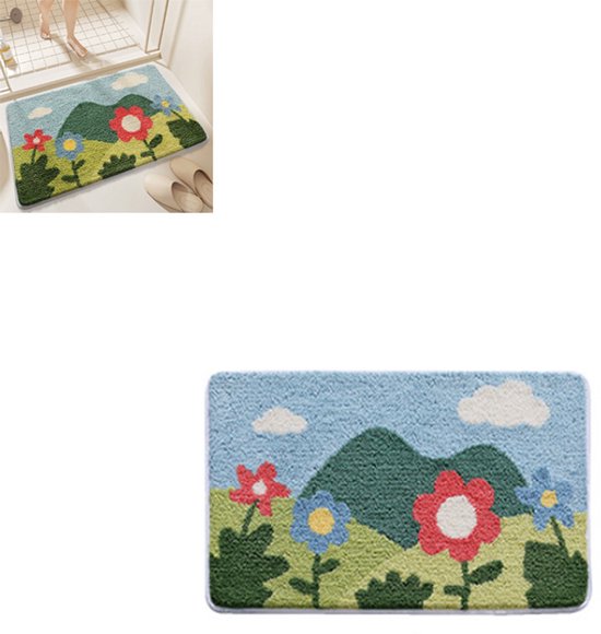 1-teilige 50 X 80 Cm Große, Rutschfeste Mikrofaser-badematte Mit Blumenmuster, Schnelltrocknend Und Saugfähig.