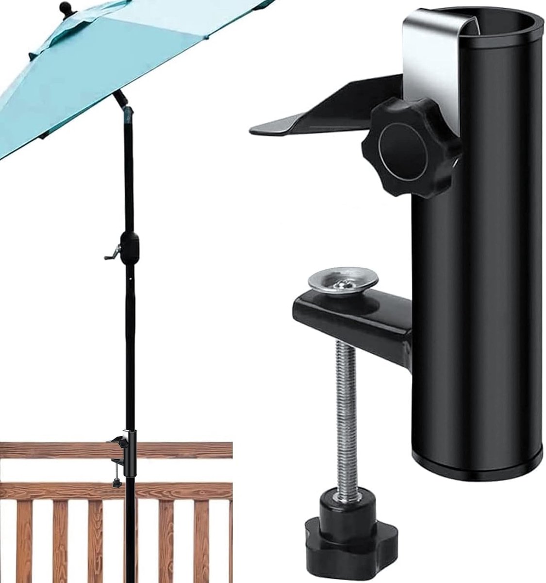 Sonnenschirmhalterung Für Balkon – Sonnenschirmständerklemme – Sonnenschirmbefestigungsklemme – Halterungsklemme – Geeignet Für Balkongeländer, Terrasse, Garten, Strand