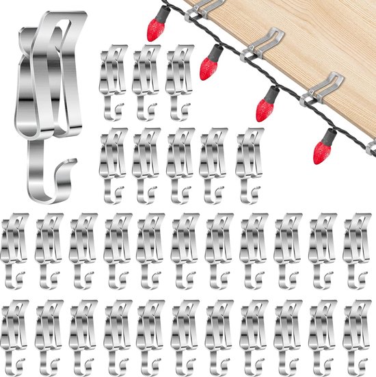 50er-packung Metall-weihnachtsbeleuchtungs-dachrinnenhaken, Girlanden- Und Lichterkettenclips Für Den Außenbereich