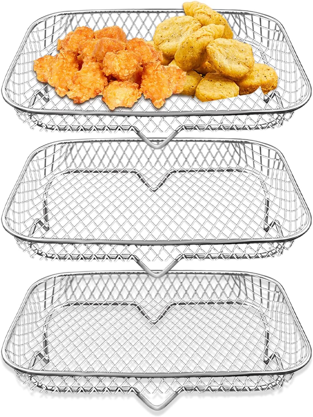 3-teiliges Edelstahl-airfryer-gitterset – Silber