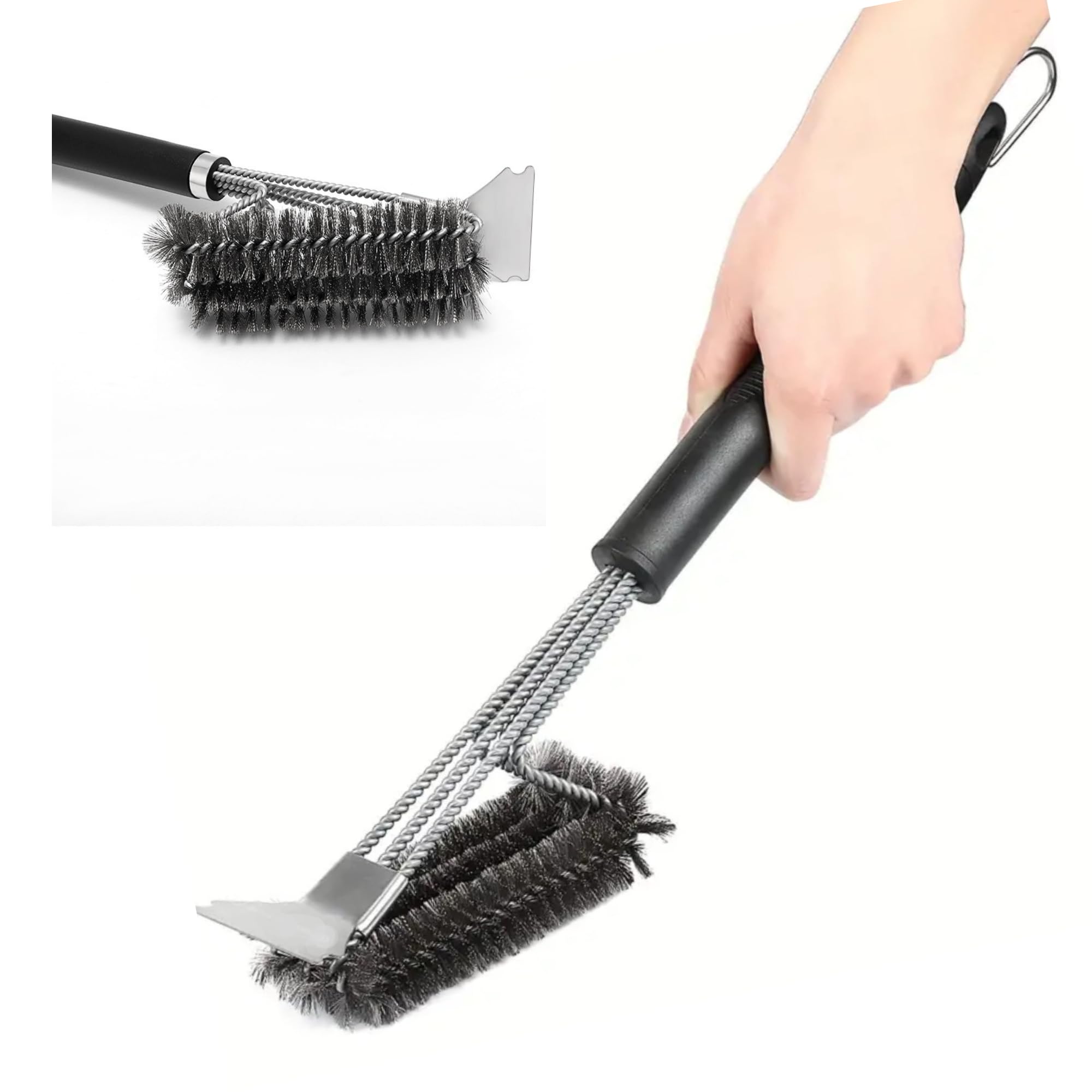 Grillreinigungsbürste Und Scharfer Schaber, Geeignet Für Metall Und Edelstahl. Reinigt Mühelos Metallgrillroste, Drahtbürsten Und Porzellan.