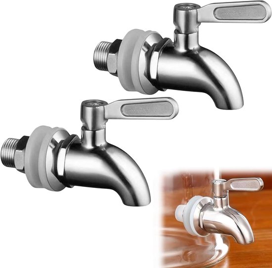 Edelstahl-getränkezapfhahn-set, 2-teilig, Ersatzhahn Für Wein, Bier, Saft, Kaffee, 16 Mm Kompatibel