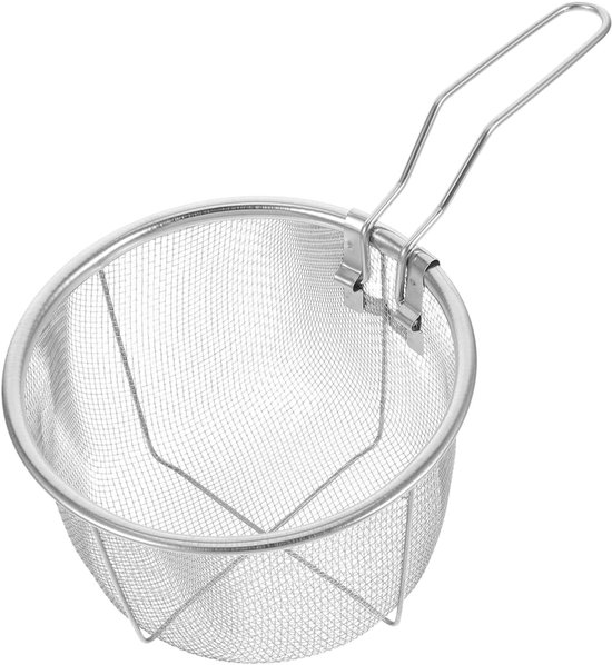Edelstahl-sieb – Zusammenklappbarer Frittierkorb – Küchenutensil – Ergonomischer Griff – 12 X 11 X 9,5 Cm – Zum Abtropfen Und Reinigen Von Öl Und Speiseresten