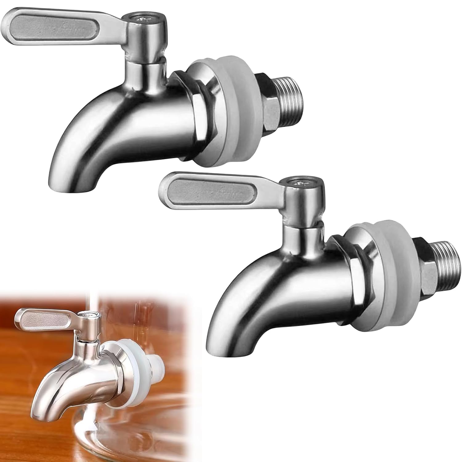 2 Ersatz-wasserhähne Aus Edelstahl Für Getränkespender, Geeignet Für Bier, Wein, Saft Und Kaffee, 16 Mm