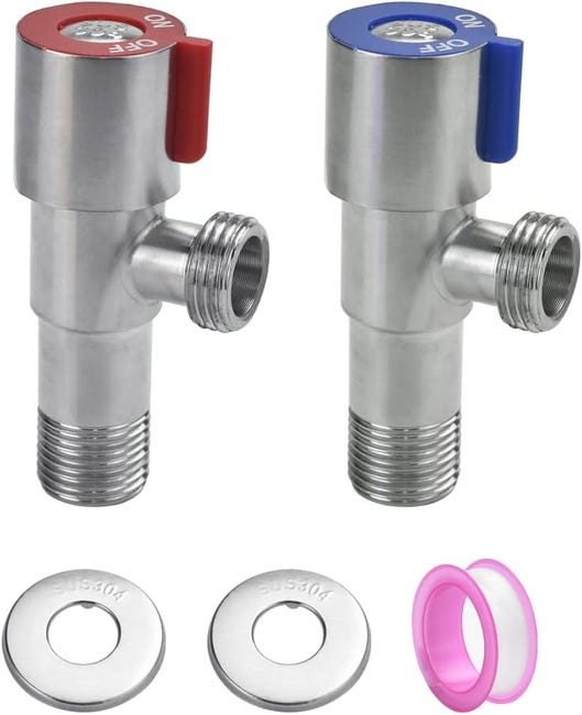 Zwei Eckventile Aus Edelstahl 304, Metall-eckregelventile, Universal-eckventile, Mit Dichtungsband.