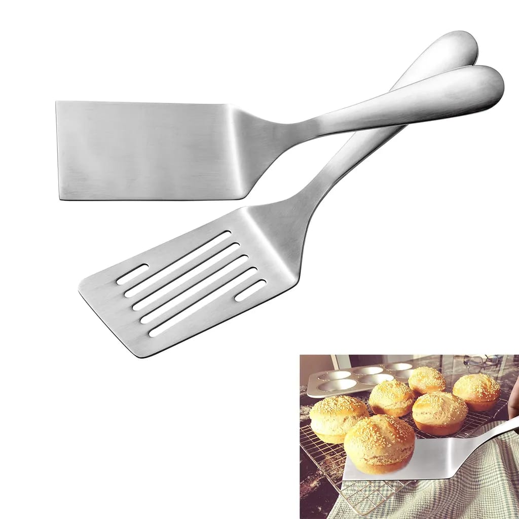 Zweiteiliges Grillwender-set Inklusive Grillwender, Wokwender, Schlitzwender, Edelstahl-bbq-wender Und Pfannenwender