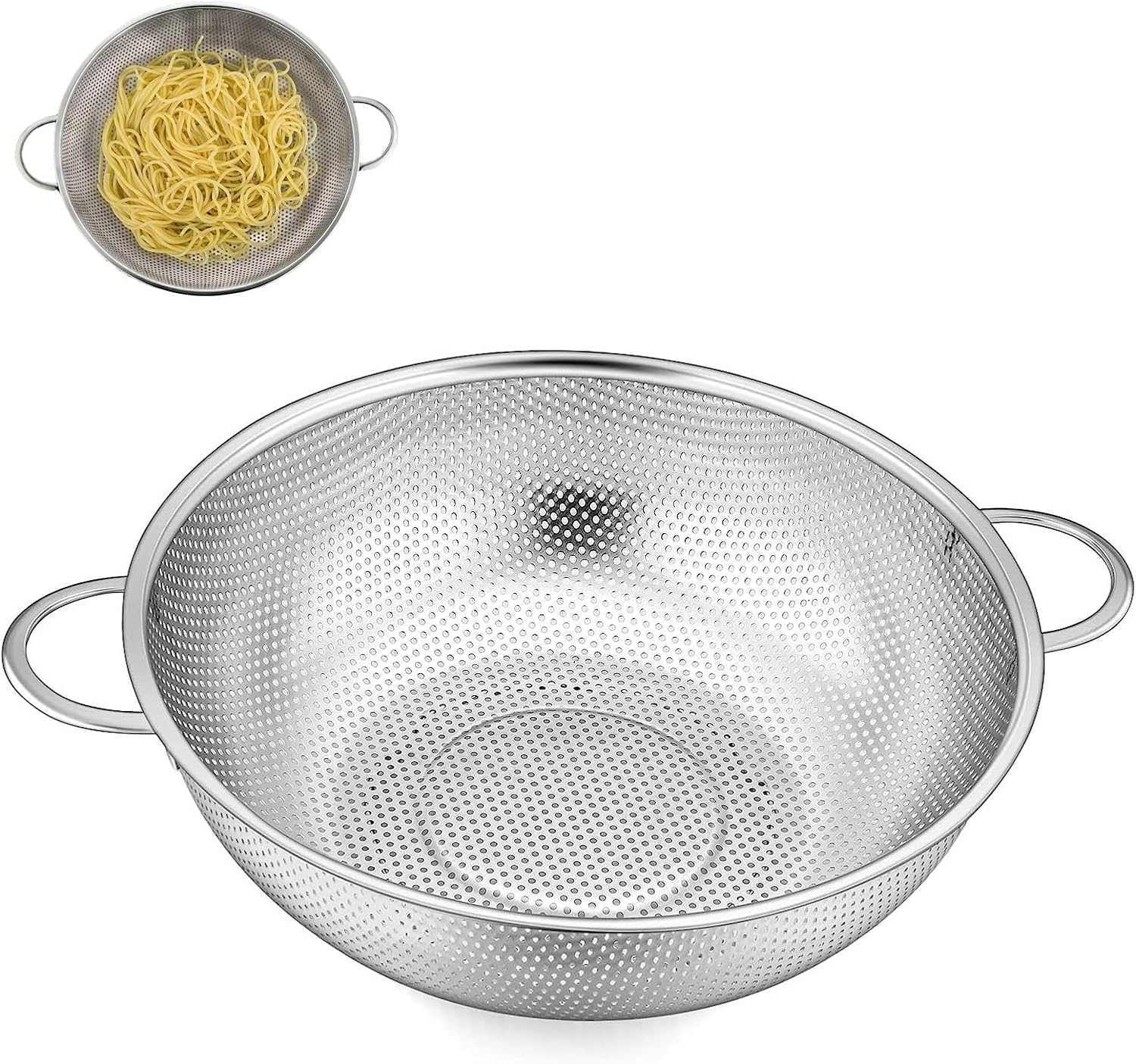 Küchensieb, 22 Cm Durchmesser, Edelstahl, Griff, Oberer Siebkorb, Zum Abtropfen Von Gemüse, Obst, Nudeln, Reis, Spülmaschinenfest.