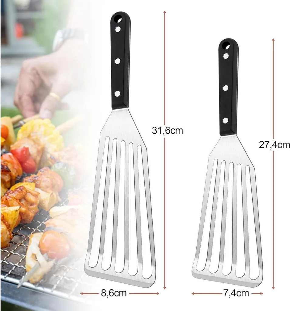 Ersatzblech-set Aus Edelstahl – 2 Hitzebeständige Grillspatel – Küchenspatel Zum Braten, Frittieren Und Wokbraten – Ideal Als Geschenk