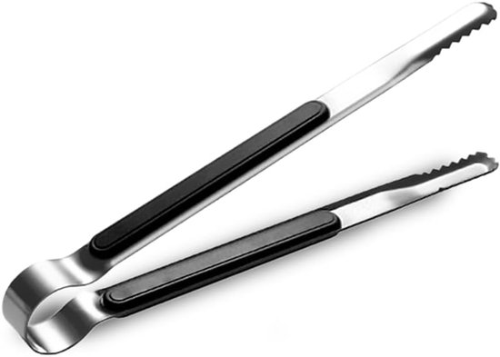 Küchenzange Aus Edelstahl Mit Rutschfesten Griffen Für Sicheren Halt Beim Kochen, Backen Und Grillen (1 Stück, Schwarz)