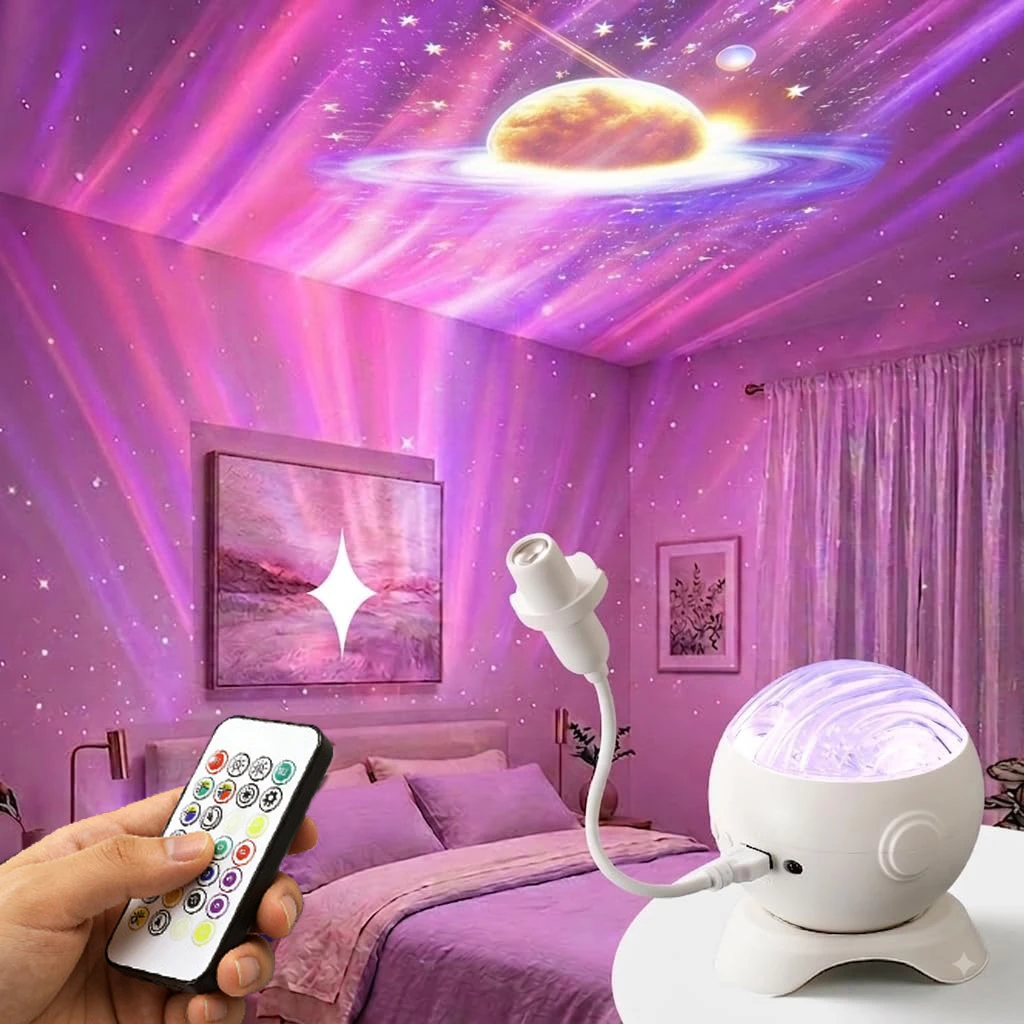 Sternenprojektor-nachtlicht – Nordlichtprojektor – 10 Farben – 2 Betriebsmodi – Mit Fernbedienung Und Bluetooth – Schlafzimmer