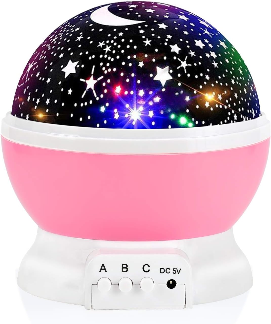 Led-lichter – 12 Farbmodi – Nachtlicht Für Kinder – Sternennebelprojektor Mit 360°-drehung – Inkl. Usb-kabel – Ideal Fürs Kinderzimmer – Rosa