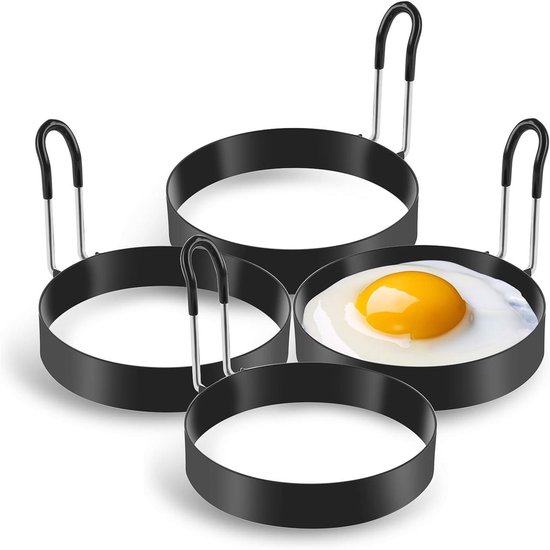 Eierringe Aus Edelstahl – Auslaufsichere Pfannkuchenformen – Hitzebeständige Griffe – Geeignet Für Spiegeleier Und Omeletts – Spülmaschinenfest – 4er-pack