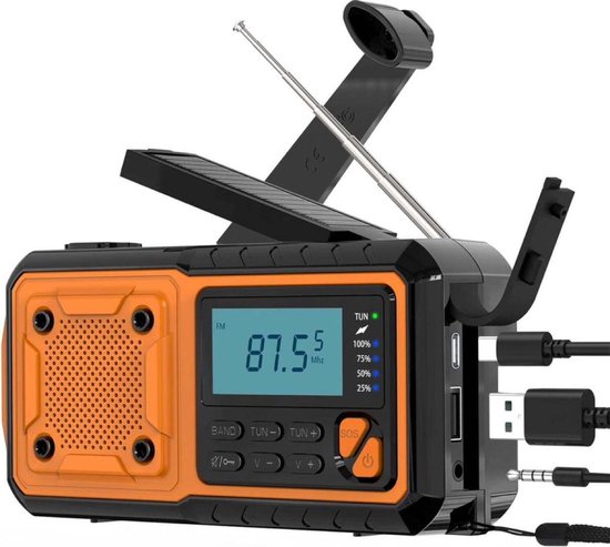 Tragbares Notfallradio Mit Akku, 4000-mah-powerbank, Solarpanel, Fm/am/sw-empfang, Handkurbeldynamo Und Sos-funktion