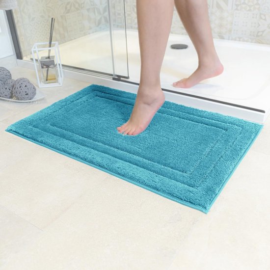 Rutschfeste Badematte – Weiche Bodenmatte – Für Bad Und Dusche – Super Saugfähig – 50 X 80 Cm – Türkis