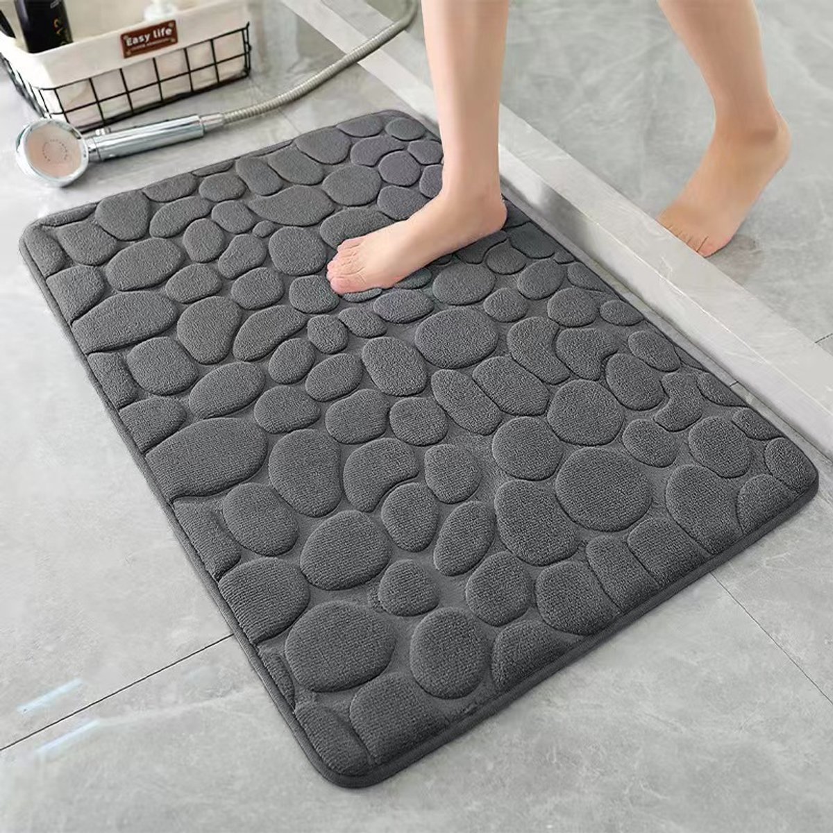 Badematte – Duschmatte – Hält Die Füße Trocken – Extra Weicher Schaumstoff – 60 X 90 Cm – Dunkelgrau