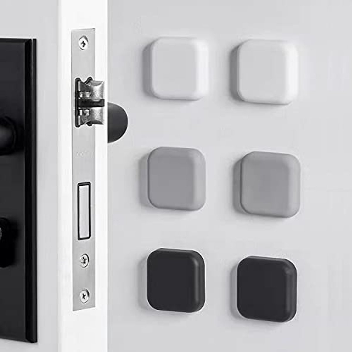 Türstopper/wandschutz – 6er-packung Quadratischer, Selbstklebender Schutzpads, Erhältlich In Weiß, Grau Und Schwarz.