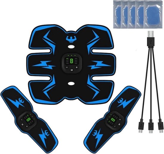 Ems-bauchtrainer, 6 Stufen, Usb-aufladbar, Inklusive 10 Wiederverwendbarer Gelpads, Elektrischer Bauchtrainer, Bauchmuskeltrainer, Taillentrainer, Ems