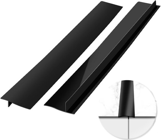 2 Stück Silikon-kochfeld-spaltabdeckung, 63,5 Cm (25 Zoll) Breiter Spaltfüller, Für Gasherde, Kochfelder Und Arbeitsplatten, Dichtet Verschüttete Flüssigkeiten Zwischen Den Arbeitsplatten Ab, Schwarz