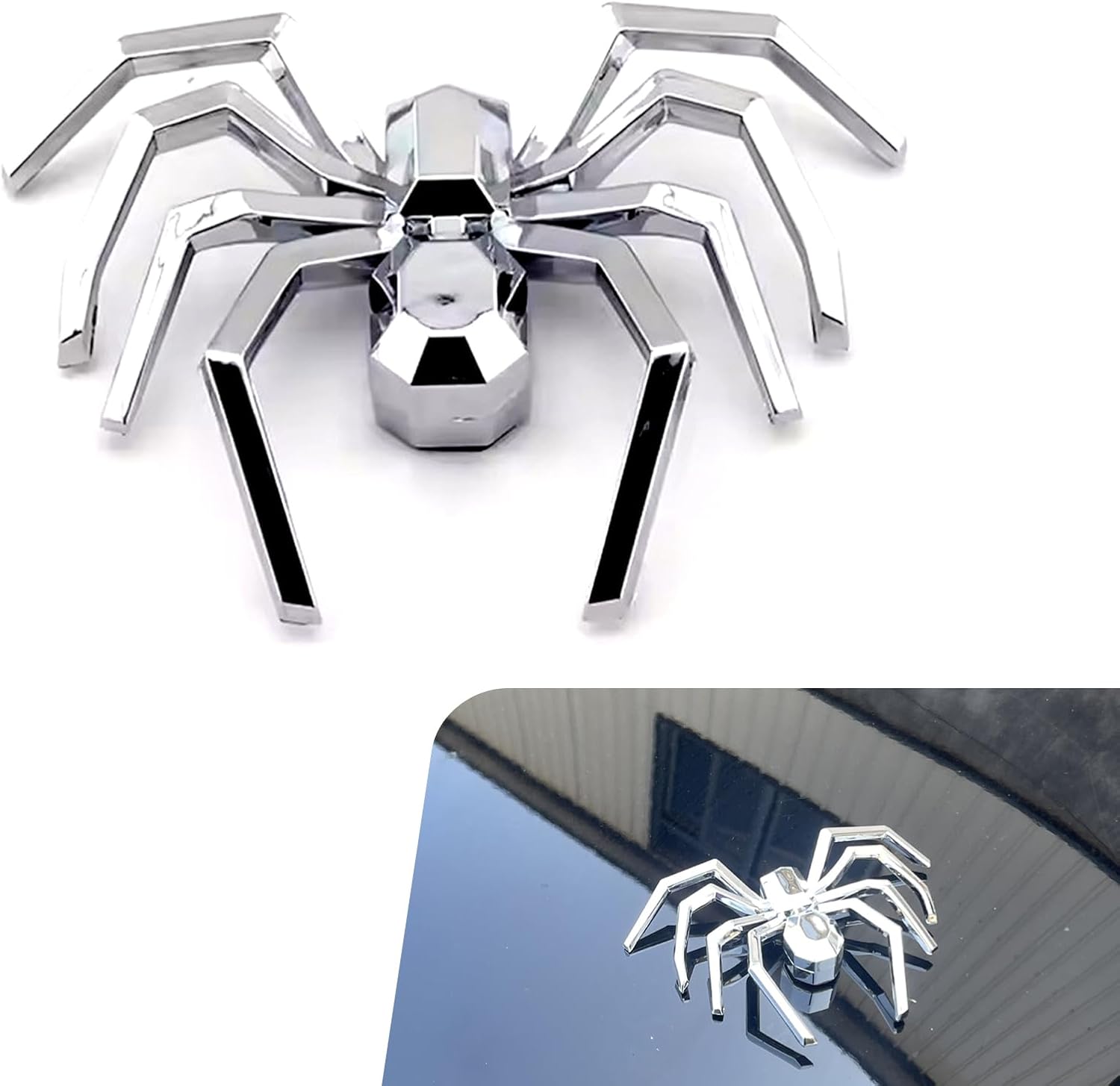 3d-spinnenemblem – Verchromter Metall-spinnenaufkleber – Personalisierter Dekoraufkleber Für Die Karosserie – Universell Für Stoßstange Und Kotflügel