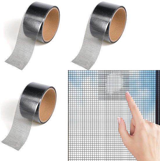 3 Rollen 6 M Schwarzes Fiberglas-insektenschutz-reparaturband Für Fenstergitter